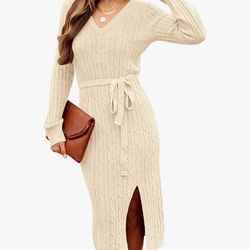 Cable knit sweater dress